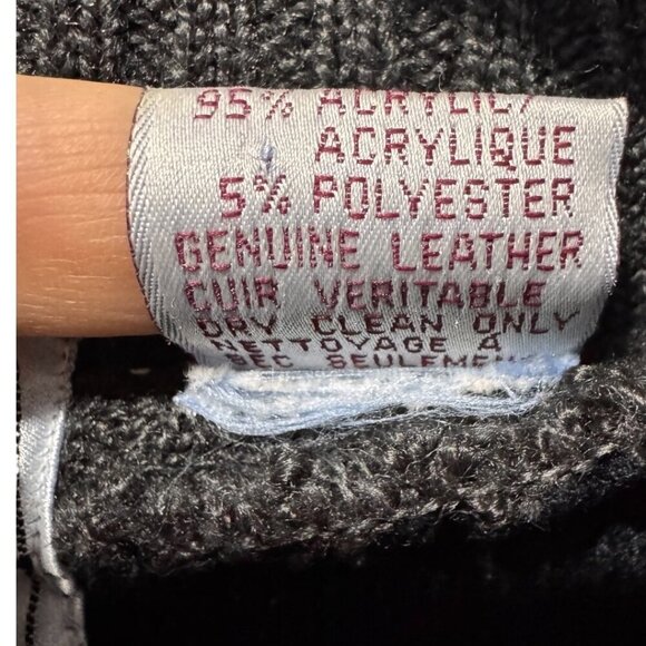 Nino Foriero Vintage Knitted Leather Trim Sweater Cardigan men's large, grandpa - Picture 3 of 7